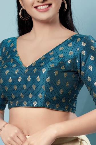 Teal Karwa chauth Blouse for Women