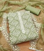 Green georgette embroidery work salwar suit dress material