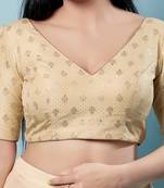 Padded Brocade V-Neck Blouse