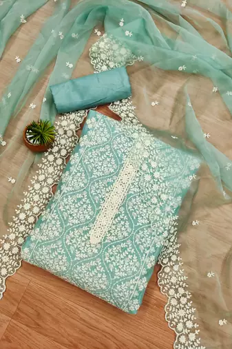 Sky blue georgette embroidery work salwar suit dress material