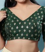 Padded Brocade V-Neck Blouse