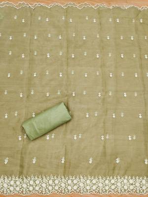 Green georgette embroidery work salwar suit dress material 3