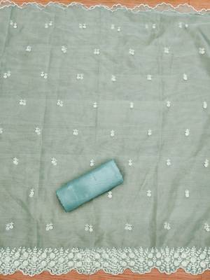 Sky blue georgette embroidery work salwar suit dress material 3