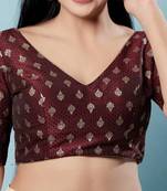 Maroon Brocade Readymade Blouse