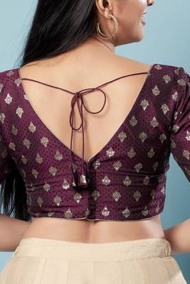Padded Brocade V-Neck Blouse 2