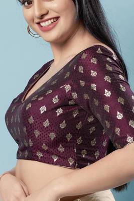Padded Brocade V-Neck Blouse 3