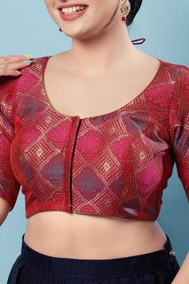 Padded Brocade Round Neck Blouse 1