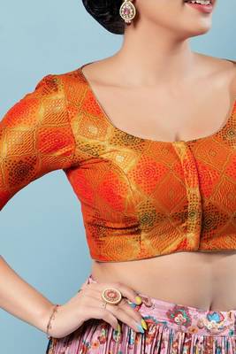 Padded Brocade Round Neck Blouse 3