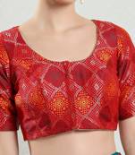 Padded Brocade Round Neck Blouse