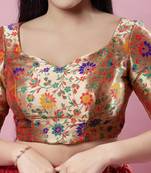 Padded Brocade Sweatheart Neck Blouse