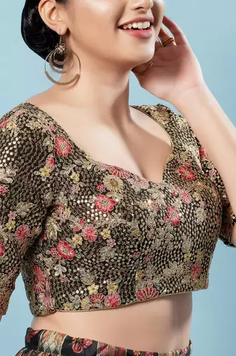 Padded Silk Sweatheart Neck Blouse