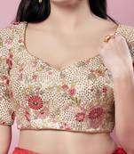 Biege Silk Printed Readymade Blouse