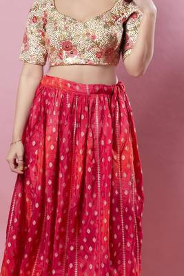 Biege Silk Printed Readymade Blouse 5