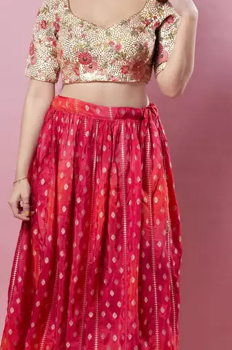 Biege Silk Printed Readymade Blouse
