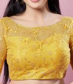 Padded Net Round Neck Blouse