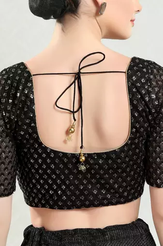 Padded Net Round Neck Blouse