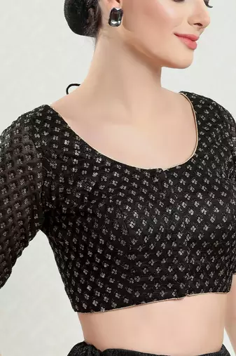 Padded Net Round Neck Blouse