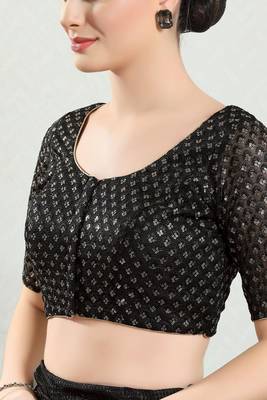 Padded Net Round Neck Blouse 4