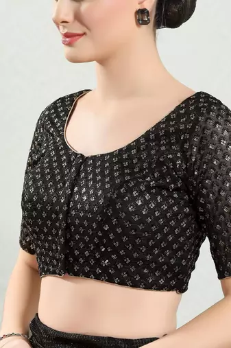 Padded Net Round Neck Blouse