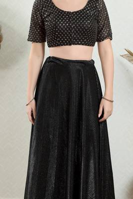Padded Net Round Neck Blouse 5