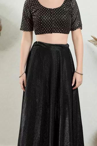 Padded Net Round Neck Blouse