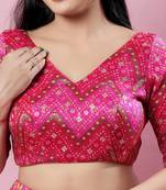 Padded Brocade V-Neck Blouse