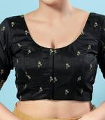 Black Silk Printed Readymade Blouse
