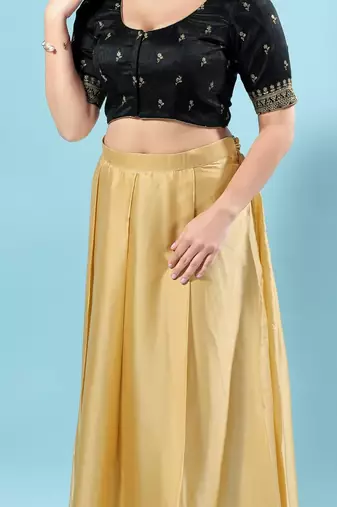 Black Silk Printed Readymade Blouse