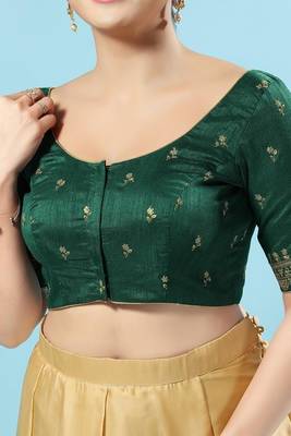Green Silk Floral Embroidered Padded Blouse 1