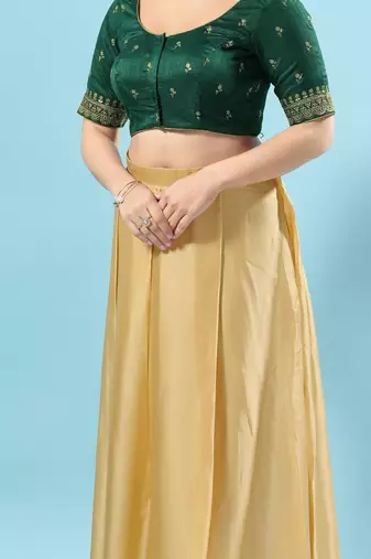 Green Silk Floral Embroidered Padded Blouse
