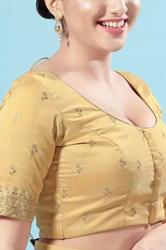 Padded Silk Round Neck Blouse