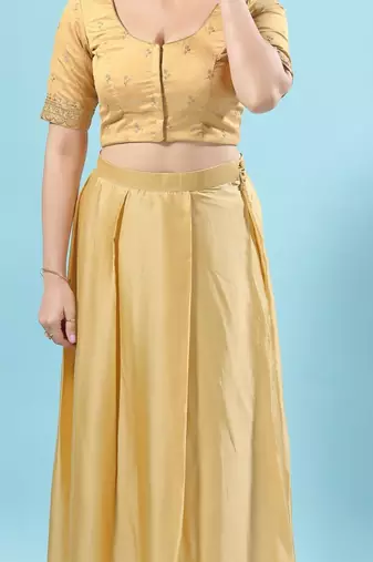 Padded Silk Round Neck Blouse