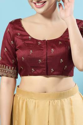 Padded Silk Round Neck Blouse 1