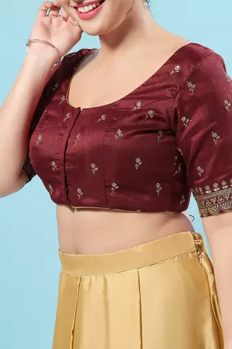Padded Silk Round Neck Blouse
