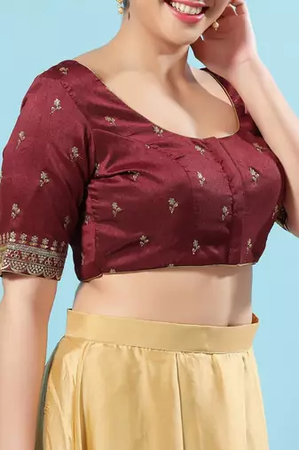 Padded Silk Round Neck Blouse