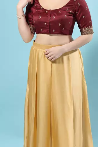 Padded Silk Round Neck Blouse