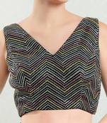 Padded Silk V-Neck Blouse