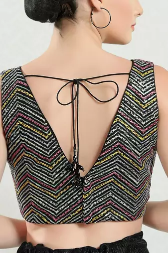 Padded Silk V-Neck Blouse
