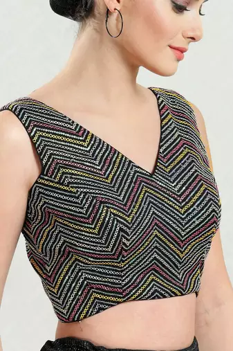 Padded Silk V-Neck Blouse
