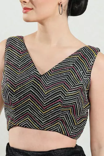 Padded Silk V-Neck Blouse