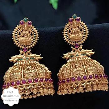 Designer Traditional Golden Cubic Zirconia & Pearl Gold Plated Jhumka Drop Earrings For Women Girls 1