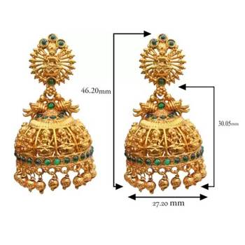 Designer Traditional Golden Cubic Zirconia & Pearl Gold Plated Jhumka Drop Earrings For Women Girls 2
