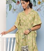  green ethnic motifs kaftan co ords set