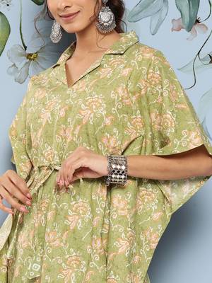  green ethnic motifs kaftan co ords set 4