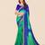 Blue georgette bandhani saree with unstitched blouse piece