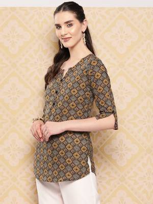  brown geometric alia-cut top 2