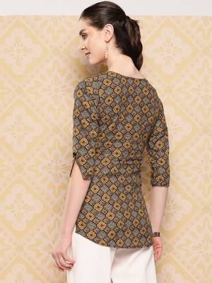  brown geometric alia-cut top 3
