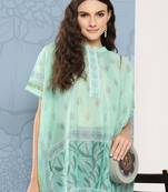  printed mandarin collar ethnic chanderi cotton kaftan longline top