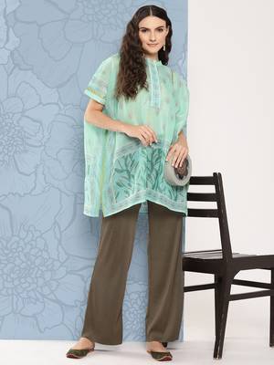  printed mandarin collar ethnic chanderi cotton kaftan longline top 5