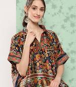 Yufta women blue printed kaftan top